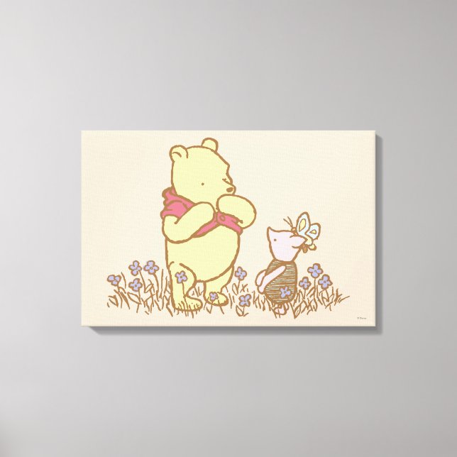 Winnie the Pooh | Pooh and Piglet in Field Classic Canvas Print (Front)
