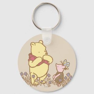 Winnie the Pooh   Pooh and Piglet in Field Classic Keychain