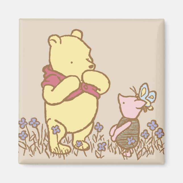 Winnie the Pooh | Pooh and Piglet in Field Classic Magnet (Front)