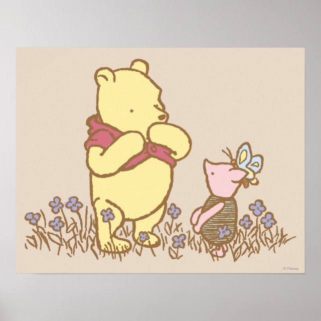 Winnie the Pooh | Pooh and Piglet in Field Classic Poster (Front)