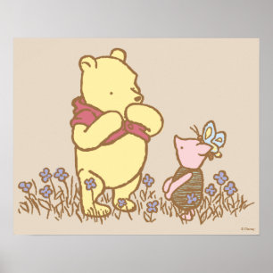 Winnie the Pooh Pooh and Piglet in Field Classic Poster