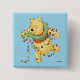 Winnie the Pooh   Pooh Christmas Lights 2 Inch Square Button