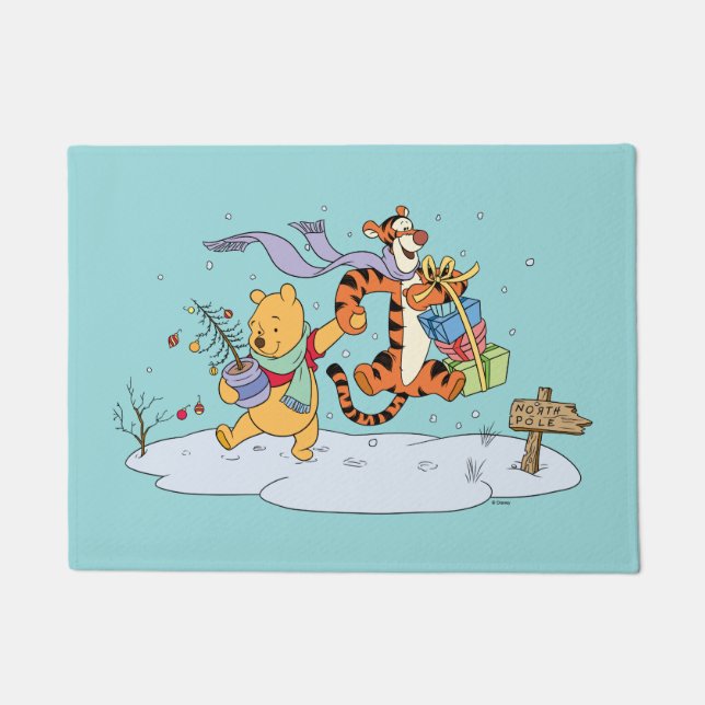 Winnie the Pooh | Pooh & Tigger Christmas Gifts Doormat (Front)