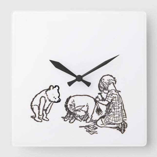 Winnie the Pooh sketch Square Wall Clock (Front)