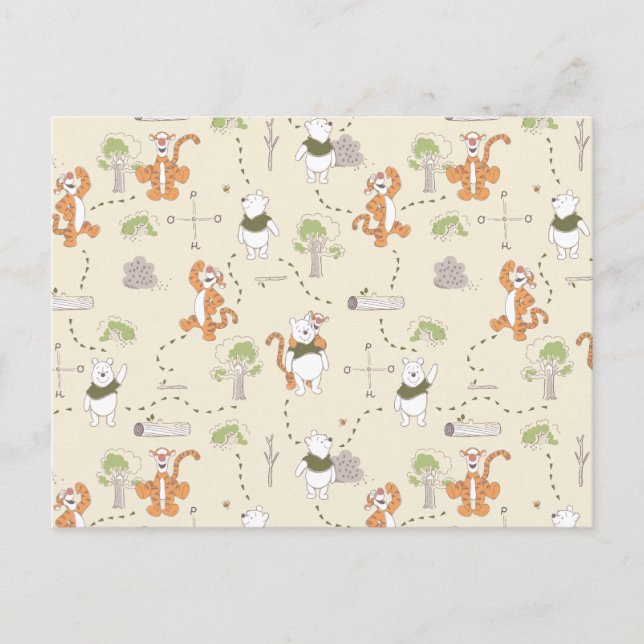 Winnie the Pooh | Tigger & Pooh Forest Pattern Postcard (Front)