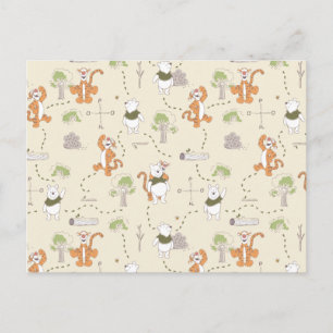 Winnie the Pooh Tigger & Pooh Forest Pattern Postcard