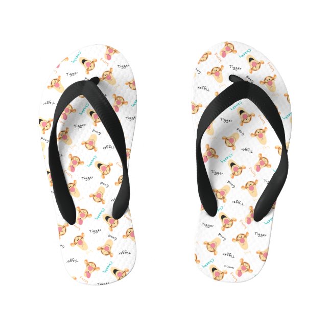 Winnie the Pooh | Tigger's Expressions Pattern Kid's Flip Flops (Footbed)