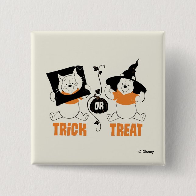Winnie the Pooh | Trick or Treat 2 Inch Square Button (Front)