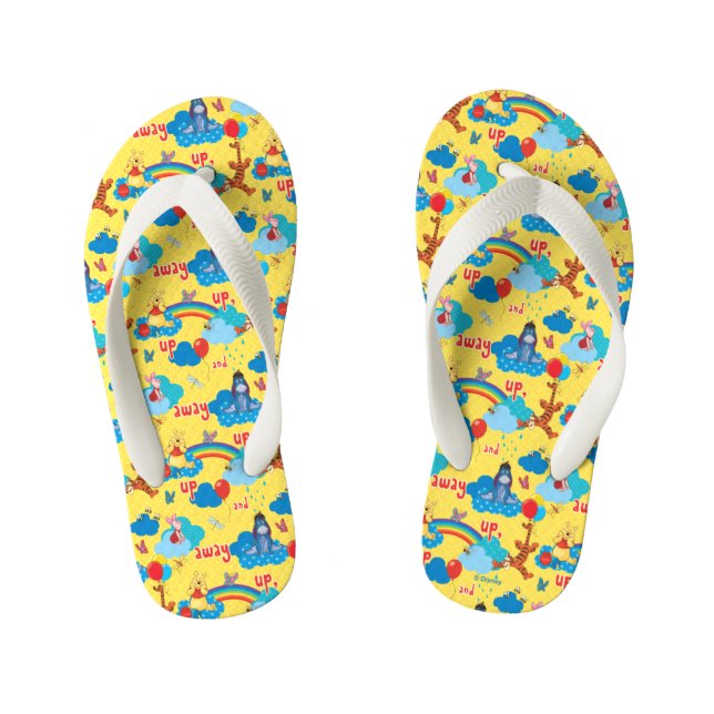 Winnie the Pooh | Up and Away Pattern Kid's Flip Flops (Footbed)