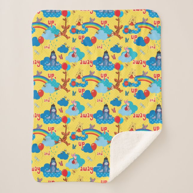 Winnie the Pooh | Up and Away Pattern Sherpa Blanket (Front)