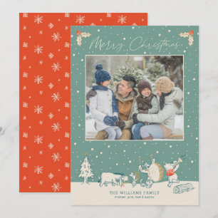 Winnie the Pooh Vintage Christmas Card with Photo