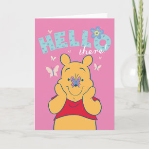 Winnie the Pooh with Butterflies - Hello There Card