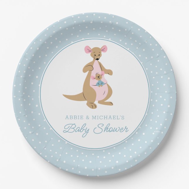 Winnie the Pooh's Kanga & Roo Baby Shower Paper Plate (Front)