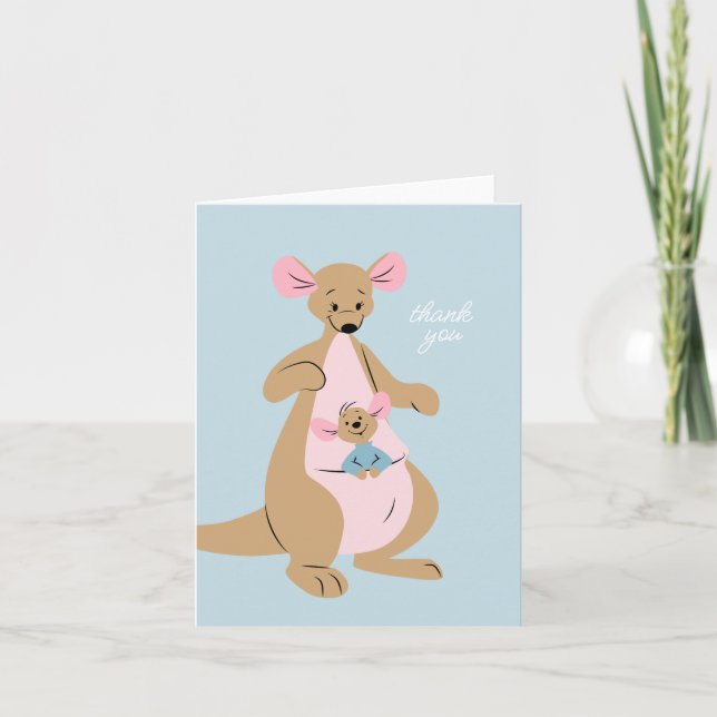 Winnie the Pooh's Kanga & Roo | Boy Shower Thank You Card (Front)