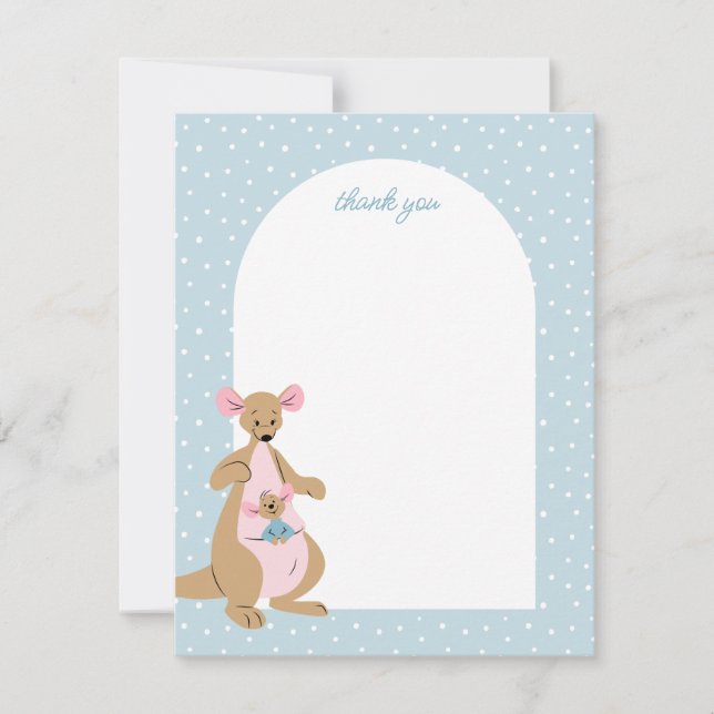 Winnie the Pooh's Kanga & Roo | Boy Shower Thank You Card (Front)
