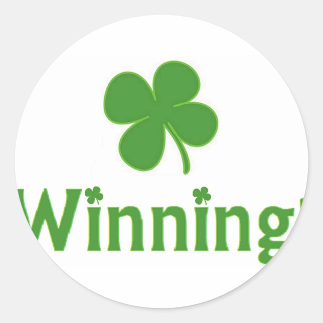 Winning Charlie Sheen St. Patrick's Day Classic Round Sticker (Front)