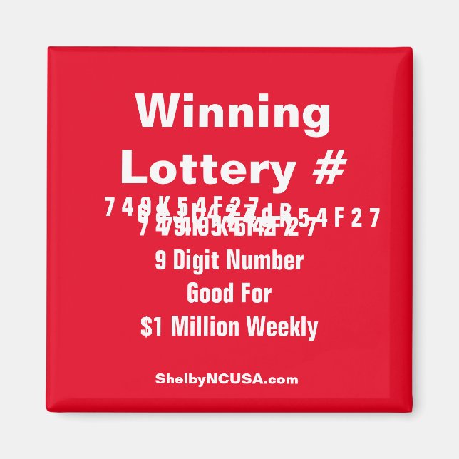 Winning Lottery Number Magnet (Front)