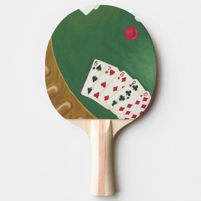 Winning Poker Hand Six Through Ten Ping Pong Paddle (Front)