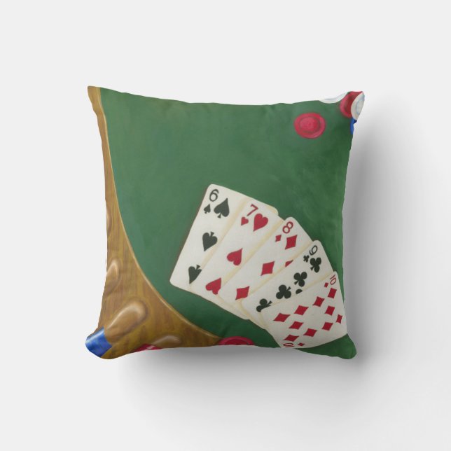 Winning Poker Hand Six Through Ten Throw Pillow (Front)