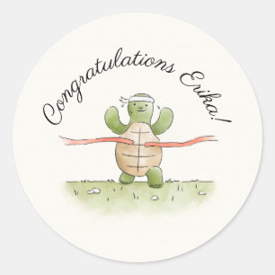 Winning Race Turtle Personalized Classic Round Sticker