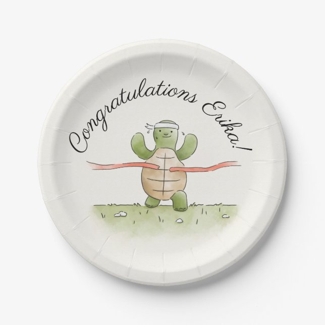 Winning Race Turtle Personalized Paper Plate (Front)