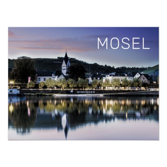 Winningen Moselle Sunset Panorama Germany Vintage Poster (Front)