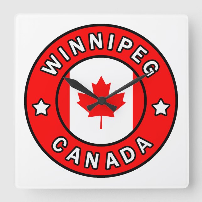 Winnipeg Canada Square Wall Clock (Front)