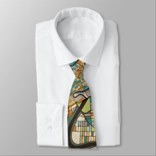 Winnipeg City Map—orange, greens & yellow design Tie