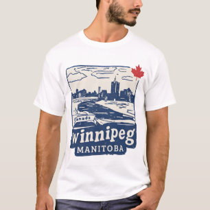 Winnipeg Manitoba Canada Blue Minimalist Skyline T-Shirt