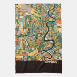 Winnipeg Map/black Kitchen Towel