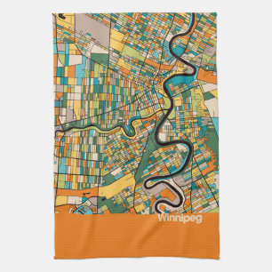 Winnipeg Map/orange Kitchen Towel