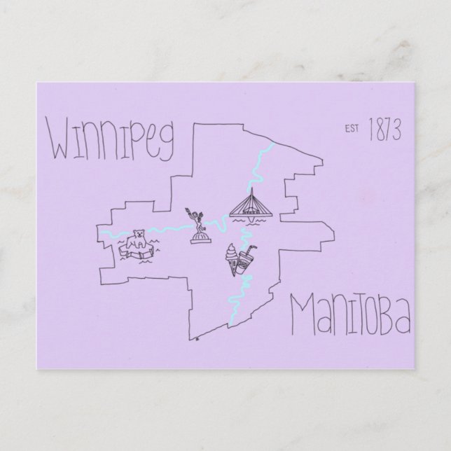 Winnipeg Map Postcard (Front)
