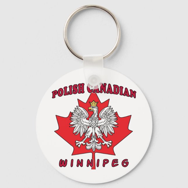 Winnipeg Polish Canadian Leaf Keychain (Front)