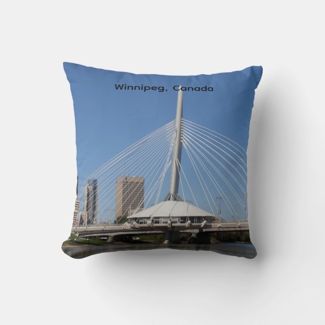 Winnipeg Provencher Bridge Throw Pillow (Front)