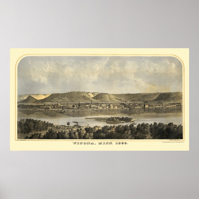 Winona County, MN Panoramic Map - 1867 Poster (Front)
