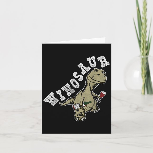 Winosaur Funny Dinosaur Wine Pun  Card (Front)
