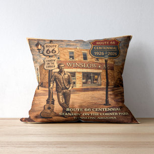 Winslow Arizona Corner Centennial Home Decor Throw Pillow