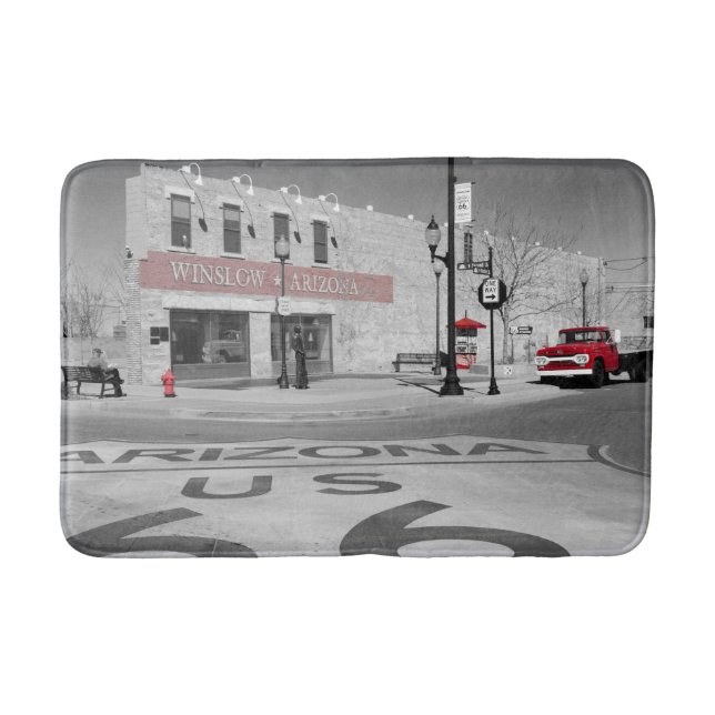 Winslow Arizona Red Splash Photograph Bath Mat (Front)