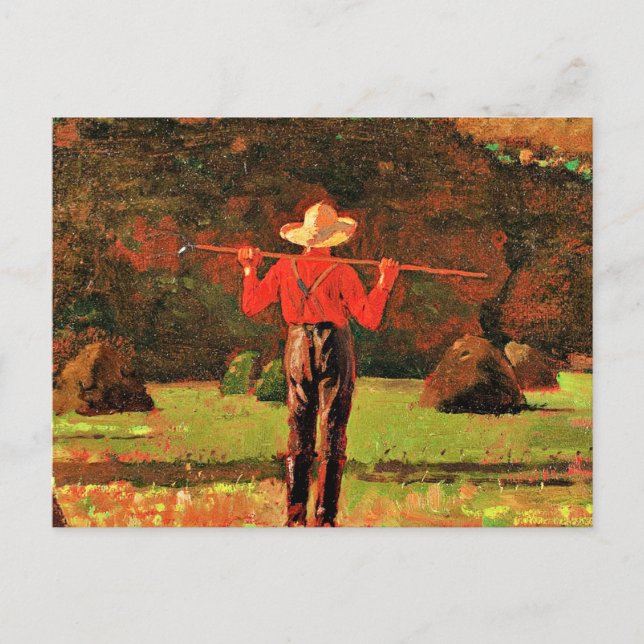 Winslow Homer - Farmer with a Pitchfork Postcard (Front)