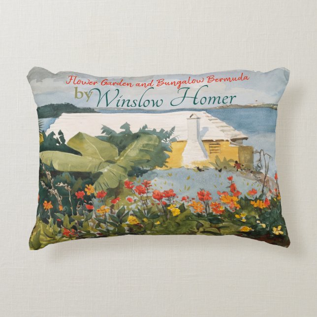 Winslow Homer Flower Garden and Bungalow Bermuda  Accent Pillow (Front)