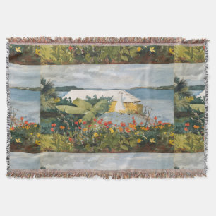 Winslow Homer Flower Garden and Bungalow Bermuda Throw Blanket