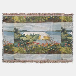 Winslow Homer Flower Garden and Bungalow Bermuda Throw Blanket