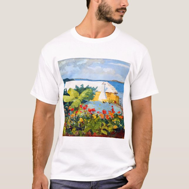 Winslow Homer Flower Garden and Bungalow T-Shirt (Front)