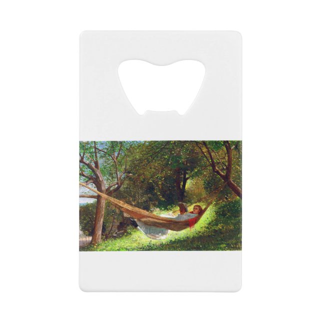 Winslow Homer Girl Reading in a Hammock Credit Card Bottle Opener (Front)