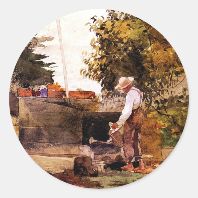 Winslow Homer painting, At the Well Classic Round Sticker (Front)