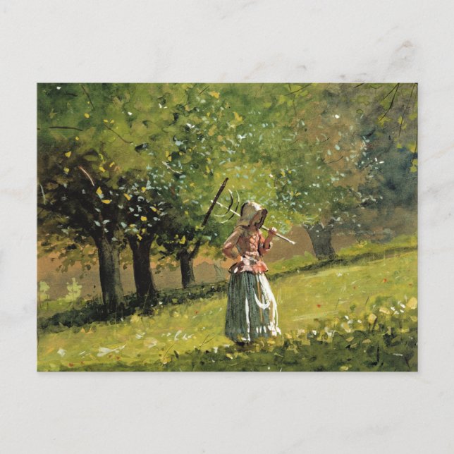 Winslow Homer painting, Girl with Hay Rake Postcard (Front)