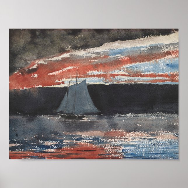 Winslow Homer - Schooner at Sunset Poster (Front)