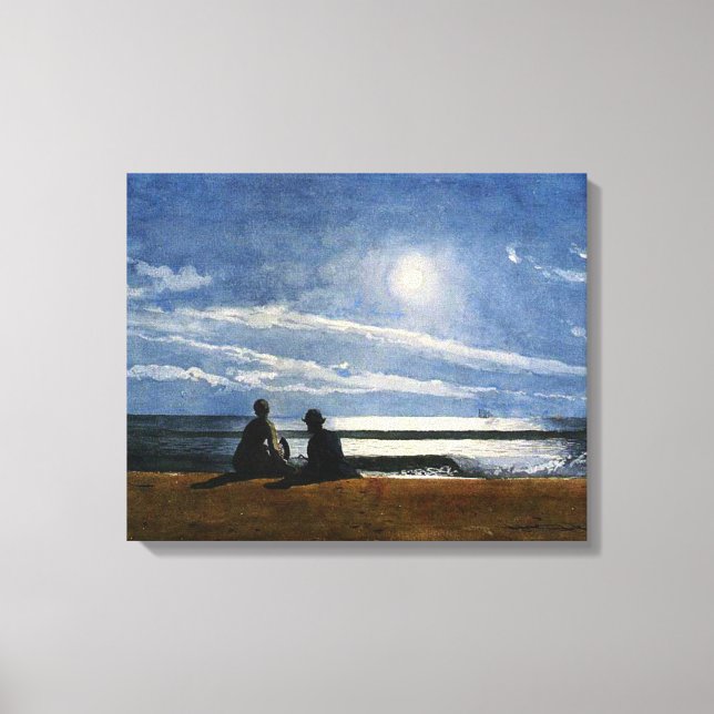 Winslow Homer watercolor, Moonlight Canvas Print (Front)