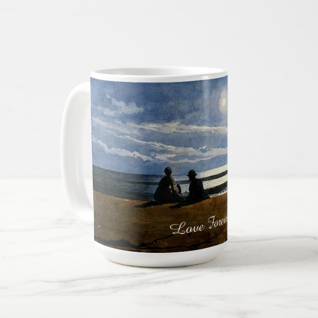 Winslow Homer watercolor, Moonlight, Love Forever, Coffee Mug (Front Left)