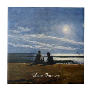 Winslow Homer watercolor, Moonlight, Love Forever, Tile